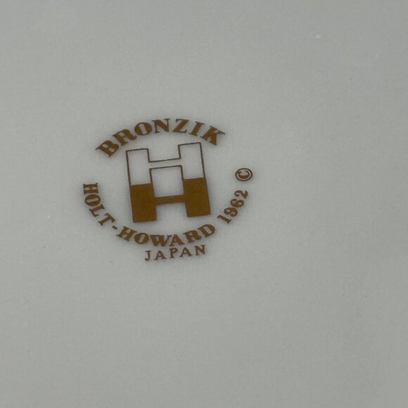 Bronzik Holt-Howard Japan 5 salad/soup bowls white with gold decoration 7.5” MCM - Picture 3 of 7